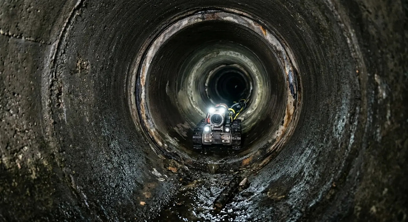 Robotic sewer camera inspecting pipe interior for Drain Snake Service in Audubon